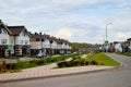 Kriov, Russi - September 08, 2019: Street in a small town, green lawn and houses in a summer Royalty Free Stock Photo