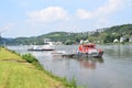 Kripp, Germany - 06 09 2021: ferry and firefighter ship