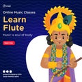 Banner design of learn flute in online music classes Royalty Free Stock Photo