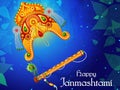 Krishna flute on Happy Janmashtami India background