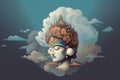 Krishna head clouds. Generate Ai Royalty Free Stock Photo