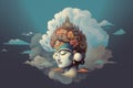 Krishna head clouds. Generate Ai