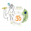 Krishna holds the Sudarshana Chakra