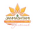 Krishna Janmashtami festival concept logo design