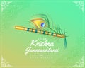 krishna janmastami greeting wishes card with flute and peacock feather