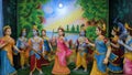 Krishna leela,lord shree krishna playing ras with radhaji and other gopika