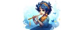 Krishna playing the flute, white background, Generative AI 1 Royalty Free Stock Photo