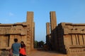 Carved rock structure at Krishna`s Butterball at Mahabalipuram in Tamil Nadu, India