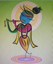 Krishna Sketch standing with playing flute