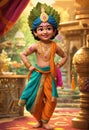 krishna is in standing position on blur background Generative AI Royalty Free Stock Photo