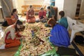 Krishna temple female workers preparing Prasad - food that is a religious offering in Krishnaism