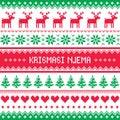 Krismasi Njema vector greeting card - Merry Christmas pattern in Swahili - african language