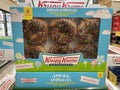 Krispy Kreme donuts in a box in a grocery store