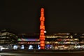 Kristall, the glass obelisk in Sergels torg by night. Norrmalm. Stockholm. Sweden Royalty Free Stock Photo