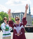 Kristians Rubins (R) IIHF Worlds Bronze Medalist Royalty Free Stock Photo