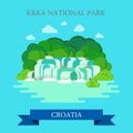 KRKA National Park Croatia flat vector attraction sight landmark