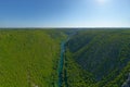 Krka River, aerial view from the middle of the canyon Royalty Free Stock Photo