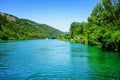 Krka river from an excursion boat at Skradin in Croatia Royalty Free Stock Photo