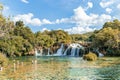 KRKA waterfalls Croatia September 2018, krka national park Croatia on a bright summer evening with people relaxing in