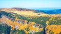 Krkonose - Giant Mountains panorama. View from lookout point on Snezka Mountain Royalty Free Stock Photo