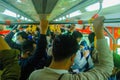 krl or commuter line passengers, fully filling the carriages on holidays