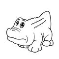 Animals, coloring book for kids. Black and white image. Crocodile