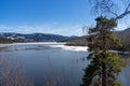 Kroderen lake in Granheim, junction with the river Hallingdalselva Royalty Free Stock Photo