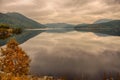 Kroderen lake on Hallingdal river in Buskerud, Norway at sunset Royalty Free Stock Photo