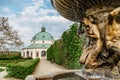 Kromeriz,Czech Republic-May 3,2022.Fountain in Flower Garden built in Baroque French-style,included in UNESCO world heritage list.