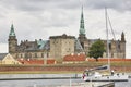 Kronborg Helsingor castle fortification and sailboat. Denmark Royalty Free Stock Photo