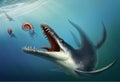 Kronosaurus was a marine reptile that lived in the ocean during the early Cretaceous period when dinosaurs. Royalty Free Stock Photo