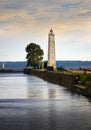 Kronstadt promenade to the pier with a lighthouse . St. Petersburg.Russia Royalty Free Stock Photo