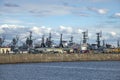 Spring day at the pier of the Petrovsky Canal. Kronstadt