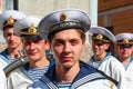 Kronstadt, RUSSIA - Sep 5 2012, The actors of the second plan on the set of the TV series about Russian officers-submariners