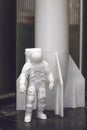 Kropivnitskiy, Ukraine Ã¢â¬â 12 may, 2018: 3D printed astronaut, cosmonaut, robot and space shuttle, rocket on the background of
