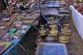 Antique Flea market. Selling and buying antiques items and collectables porcelain.