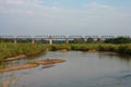 Old historic train bridge over the Sabie River at Skukuza Restcamp in Kruger