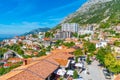 KRUJA, ALBANIA, SEPTEMBER 28, 2019: Aerial view of old town of Kruja in Albania Royalty Free Stock Photo