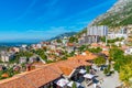 KRUJA, ALBANIA, SEPTEMBER 28, 2019: Aerial view of old town of K Royalty Free Stock Photo