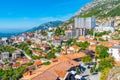 KRUJA, ALBANIA, SEPTEMBER 28, 2019: Aerial view of old town of K Royalty Free Stock Photo