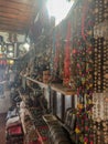 Kruje, Albania - June 2018: Traditional Ottoman market in Kruja, birth town of National Hero Skanderbeg.