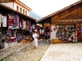 Kruje, Albania - June 2018: Traditional Ottoman market in Kruja, birth town of National Hero Skanderbeg