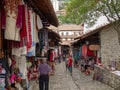 Kruje, Albania - June 2018: Traditional Ottoman market in Kruja, birth town of National Hero Skanderbeg