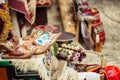 KRUJE, ALBANIA - June 2018: Traditional Ottoman market in Kruja, birth town of National Hero Skanderbeg. Flea market.