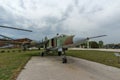 KRUMOVO, PLOVDIV, BULGARIA - 29 APRIL 2017: Fighter-Bomber Mikoyan-Gurevich MiG-23 in Aviation Museum near Plovdiv Airport