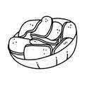 Krupuk Icon. Doodle Hand Drawn or Outline Icon Style