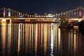 Krymsky Bridge (or Crimean Bridge) across Moskva River with back Royalty Free Stock Photo