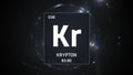 Krypton as Element 36 of the Periodic Table 3D illustration on silver background Royalty Free Stock Photo