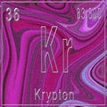 Krypton chemical element, Sign with atomic number and atomic weight