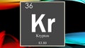 Krypton chemical element symbol on dark colored abstract background